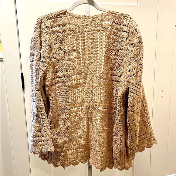 POL Crochet Open-Front Cardigan - Beige - Picture 3 of 4